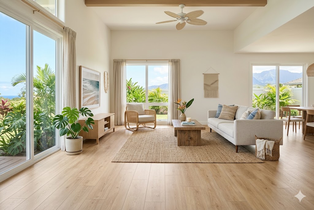 Laminate flooring installation by Kahului Carpet and Drapery Maui